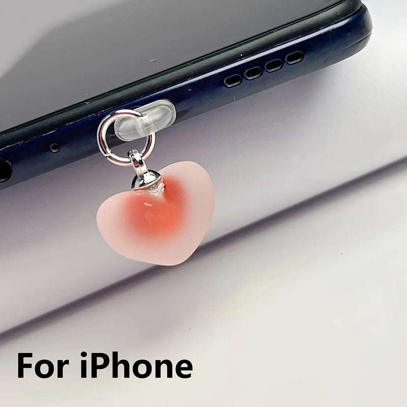 Heart Shaped Phone Dust Plug Pendant, Heart-Shaped Pendant Suitable For iPhone/Type-C Universal Phone Accessories