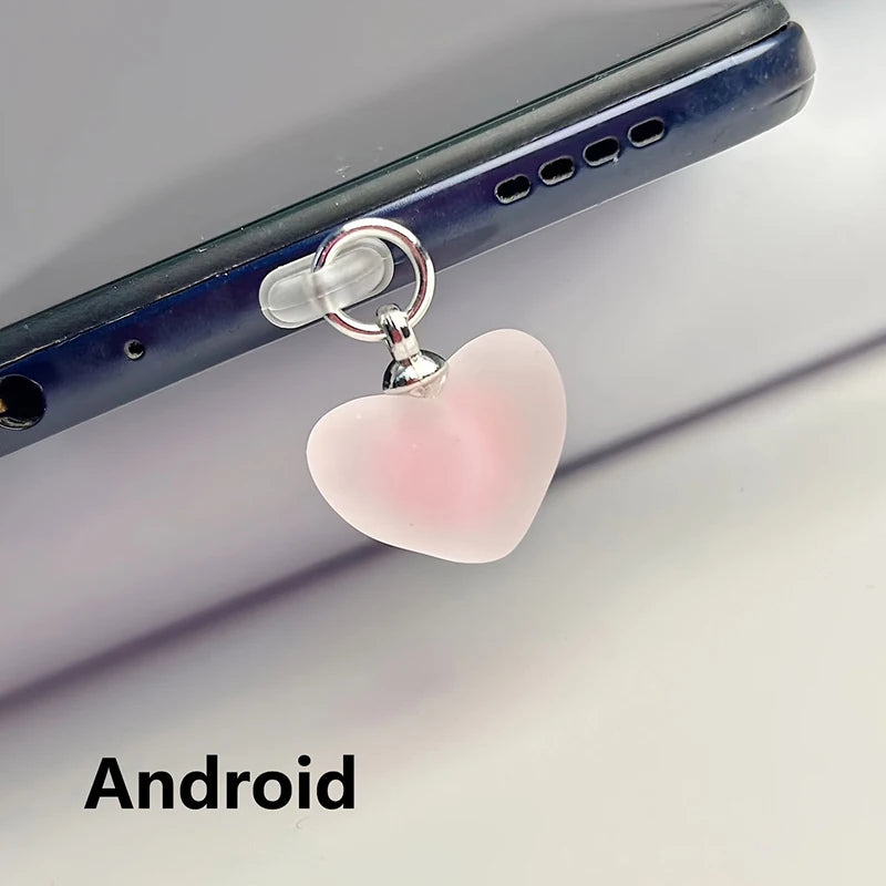 Heart Shaped Phone Dust Plug Pendant, Heart-Shaped Pendant Suitable For iPhone/Type-C Universal Phone Accessories