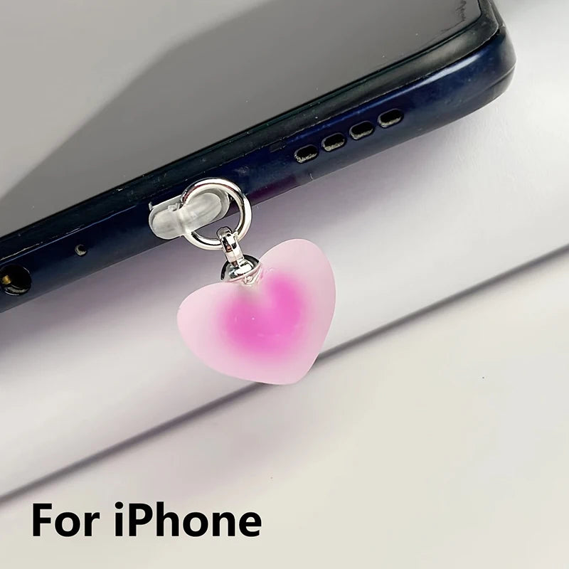 Heart Shaped Phone Dust Plug Pendant, Heart-Shaped Pendant Suitable For iPhone/Type-C Universal Phone Accessories