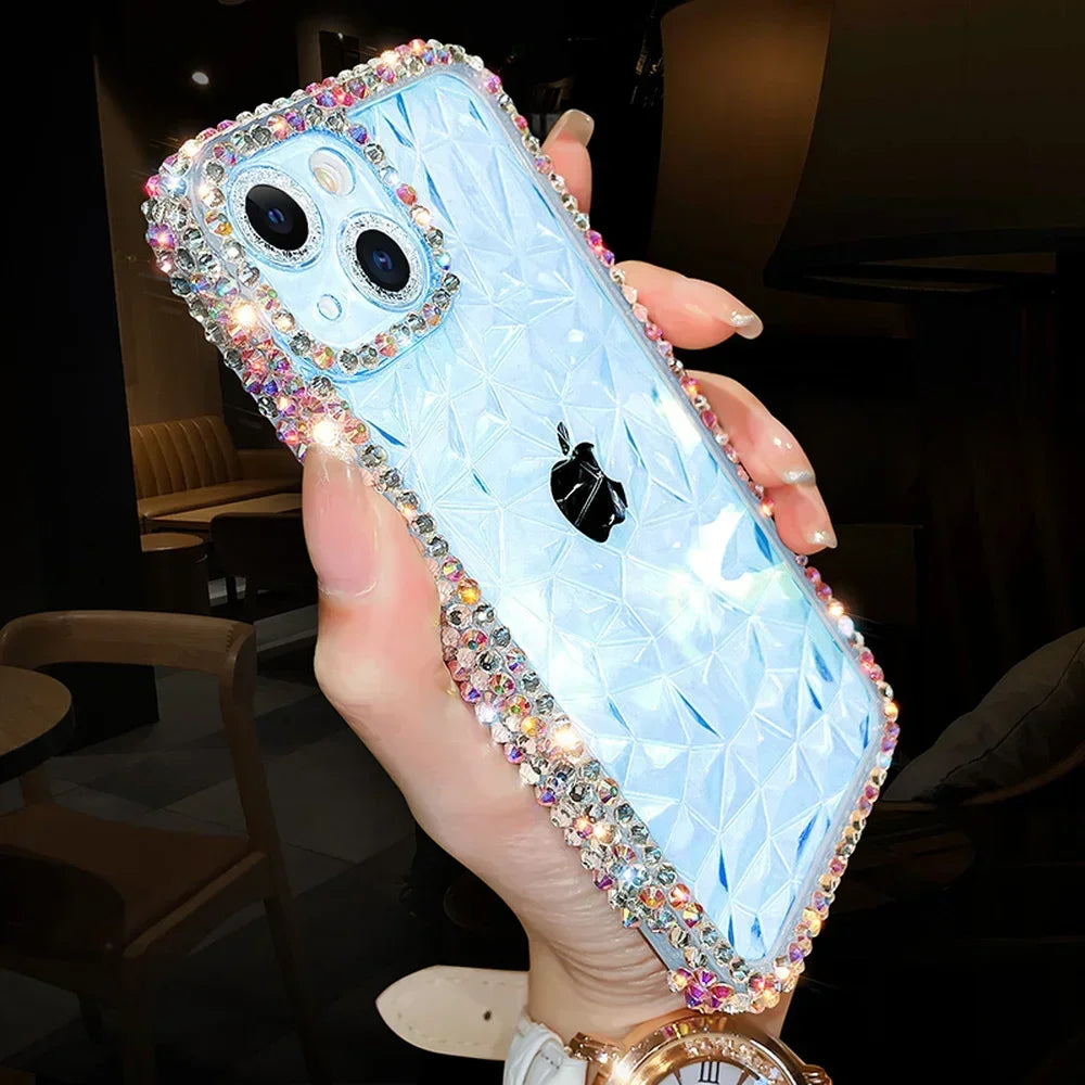 Luxury Diamond Glitter Case For iPhone 13 12 11 14 15 16 Pro Max X Xr Xs 8 7 16 Plus Bling Transparent Shockproof Soft TPU Cover