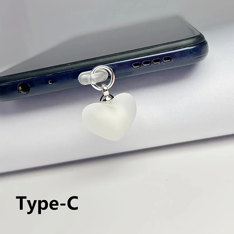 Heart Shaped Phone Dust Plug Pendant, Heart-Shaped Pendant Suitable For iPhone/Type-C Universal Phone Accessories