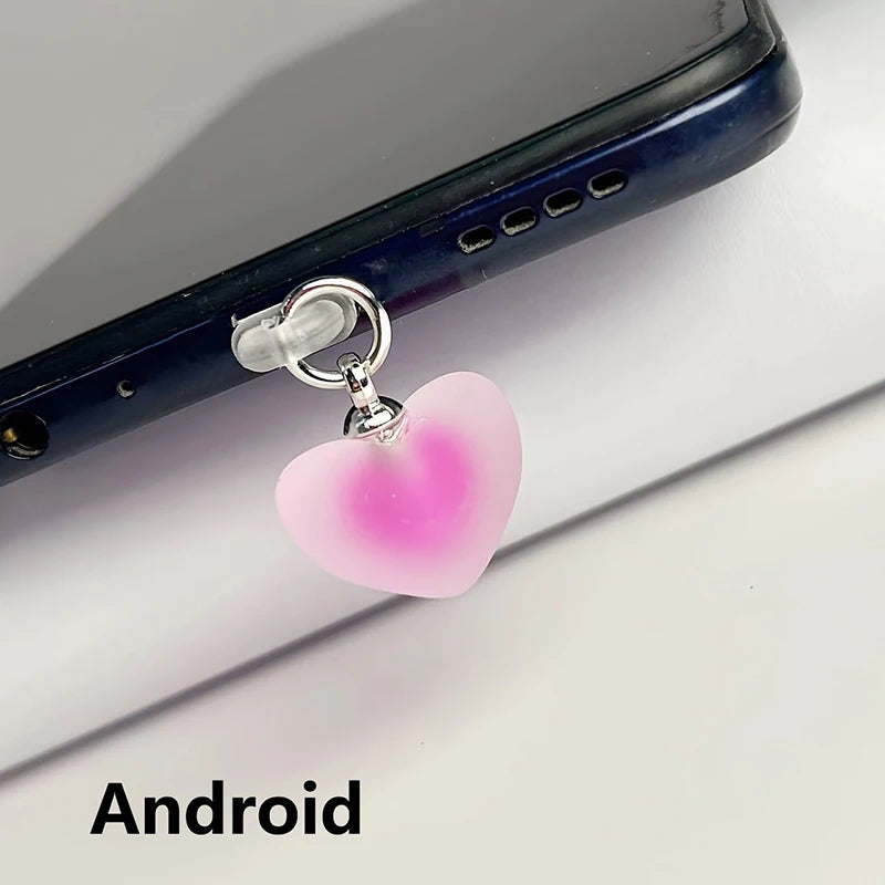 Heart Shaped Phone Dust Plug Pendant, Heart-Shaped Pendant Suitable For iPhone/Type-C Universal Phone Accessories