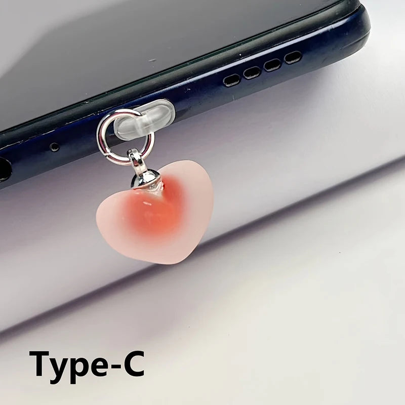 Heart Shaped Phone Dust Plug Pendant, Heart-Shaped Pendant Suitable For iPhone/Type-C Universal Phone Accessories