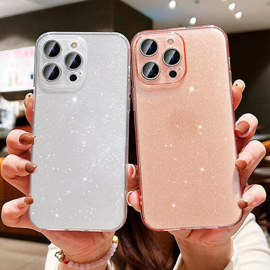 Glitter Powder Transparent Case for IPhone 16 15 Plus Pro Max Clear Soft Bumper Phone Cases Luxury Shockproof Cover