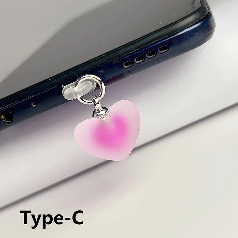 Heart Shaped Phone Dust Plug Pendant, Heart-Shaped Pendant Suitable For iPhone/Type-C Universal Phone Accessories