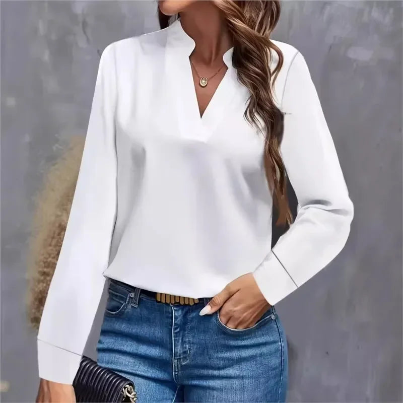 Women's Youth Top Mujer Elegant White Chiffon Blouse Spring Autumn Casual Long Sleeve Shirts and Blouse OfficeTops Woman 2024