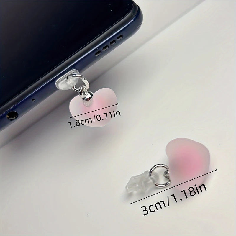 Heart Shaped Phone Dust Plug Pendant, Heart-Shaped Pendant Suitable For iPhone/Type-C Universal Phone Accessories