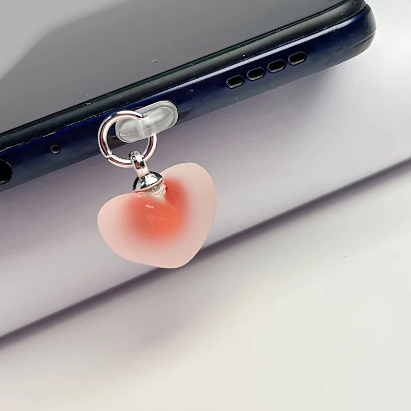 Heart Shaped Phone Dust Plug Pendant, Heart-Shaped Pendant Suitable For iPhone/Type-C Universal Phone Accessories