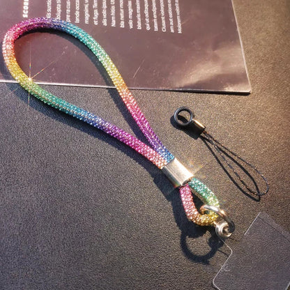 Glitter Flashy Rhinestone Cell Phone Charm Lanyard  for iPhone Diamond Crystal Phone Wrist Straps Keychain Hanging Anti-lost Rop