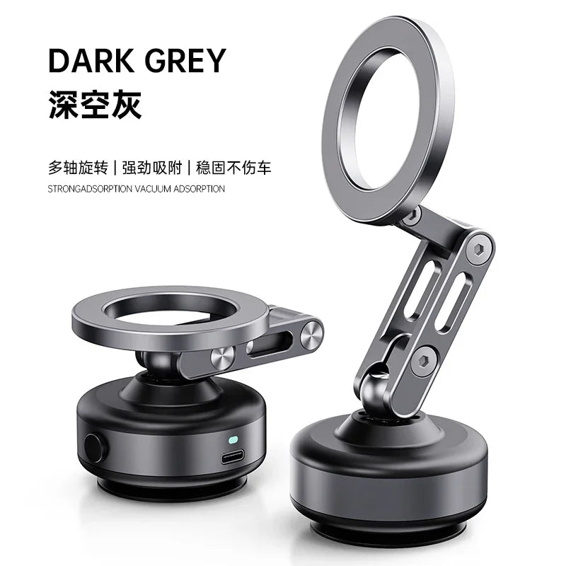 Magnetic Vacuum Adsorption Car Mount Mobile Phone Holder Foldable 360 Degree Rotation Aluminum Alloy Suitable for Smartphones