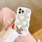 Wavy Frame Heart-Shaped Mirror Phone Case For IPhone 15 14 13 12 11 Pro Max X XR Girls Fashion Phone Case With Bracelet