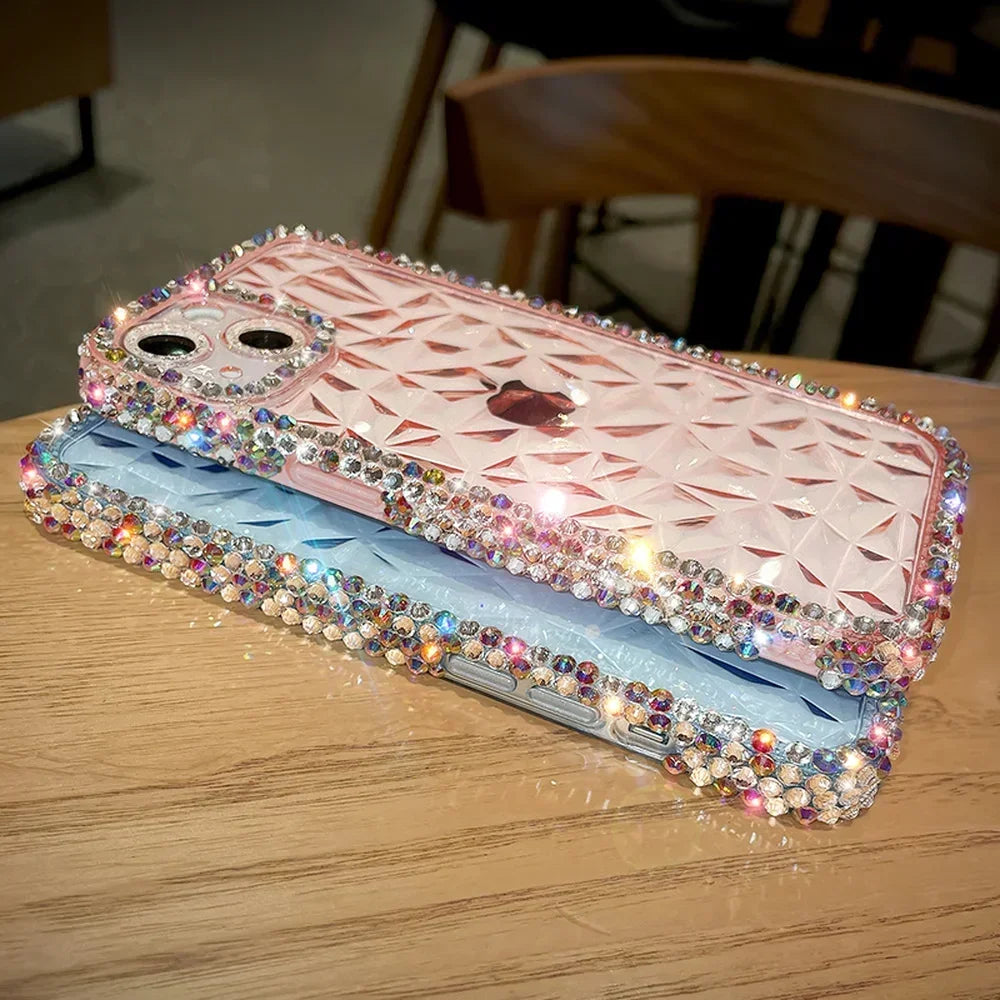 Luxury Diamond Glitter Case For iPhone 13 12 11 14 15 16 Pro Max X Xr Xs 8 7 16 Plus Bling Transparent Shockproof Soft TPU Cover