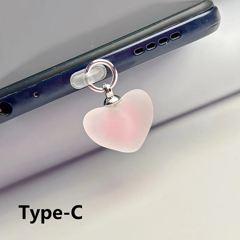 Heart Shaped Phone Dust Plug Pendant, Heart-Shaped Pendant Suitable For iPhone/Type-C Universal Phone Accessories