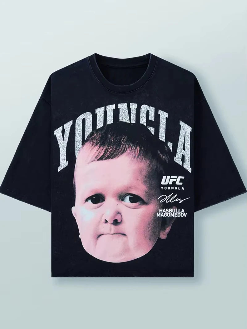 Summer 2025 Oversized Y2K Graphic T-Shirt Breathable Cotton Material Fitness Unisex Couples Wear Trendy and Comfortable Design